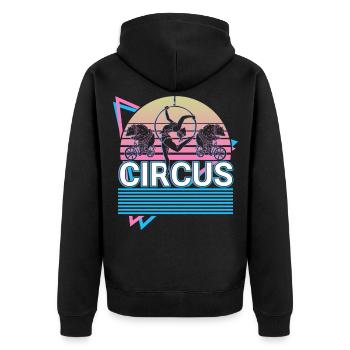 Zirkus Turner Akrobat Vaporwave Ästhetisches Gesch - Unisex Premium Bio Zip Hoodie - Schwarz - Hinten - Nico (187cm)