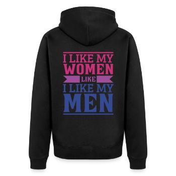 LGBTQ Pride Month Bisexuell - Unisex Premium Bio Zip Hoodie - Schwarz - Hinten - Nico (187cm)