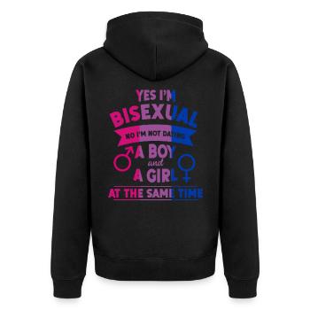 LGBTQ Pride Month Bisexuell - Unisex Premium Bio Zip Hoodie - Schwarz - Hinten - Nico (187cm)