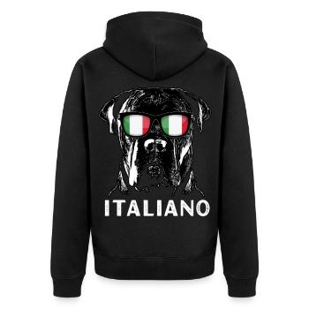 Cane Corso Italiano - Unisex Premium Organic Zip Hoodie - black - Back - Nico (187cm)