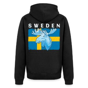 Drapeau de la Suède orignal blanc - Veste à capuche bio Premium Unisexe - noir - Dos - Nico (187cm)