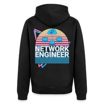 Network Engineer Vaporwave Aesthetic Retro-Ges - Unisex Premium Organic Zip Hoodie - black - Back - Nico (187cm)