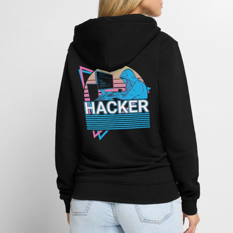Hacker Coding Programmer Vaporwave Esthétique Veste à capuche bio Premium Unisexe