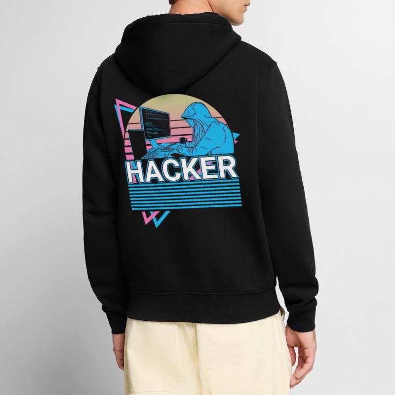 Hacker Coding Programmer Vaporwave Esthétique Veste à capuche bio Premium Unisexe
