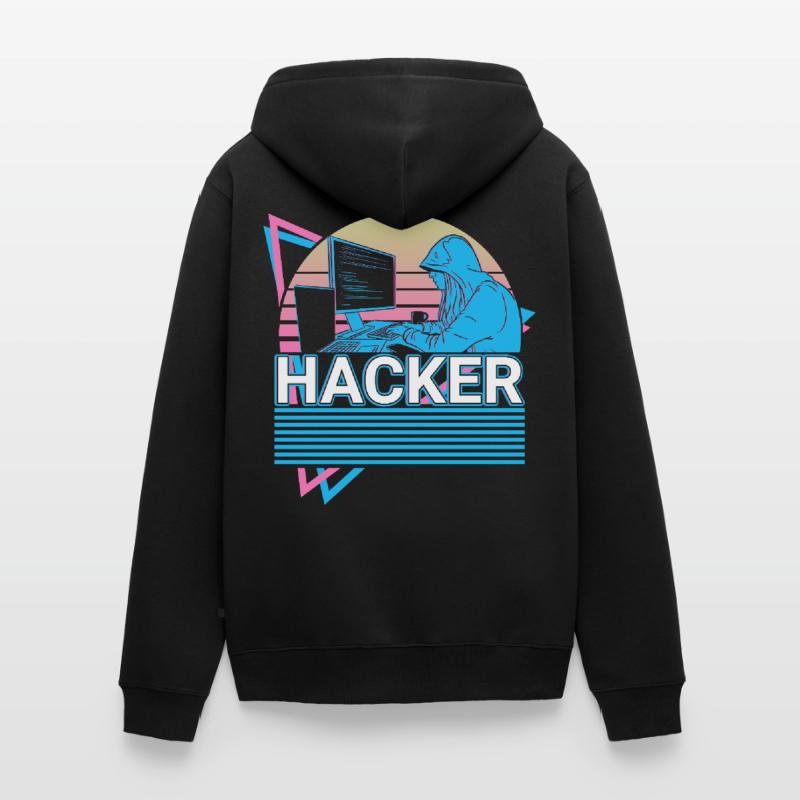 Hacker Coding Programmer Vaporwave Esthétique Veste à capuche bio Premium Unisexe