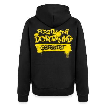 Dortmund saying Dortmunder - Unisex Premium Organic Zip Hoodie - black - Back - Nico (187cm)