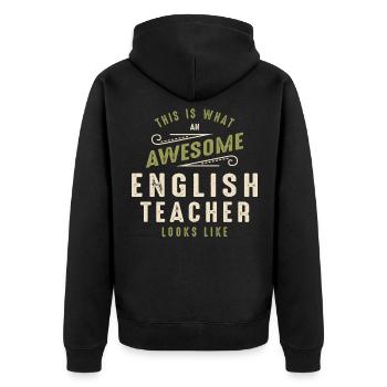 Drôle génial professeur d’anglais Profession - Veste à capuche bio Premium Unisexe - noir - Dos - Nico (187cm)