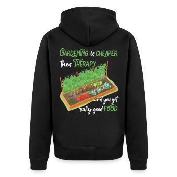 Gardening is the best therapy fun garden - Unisex Premium Organic Zip Hoodie - black - Back - Nico (187cm)