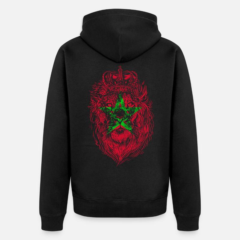 Lion marocain Maroc Marocain - Veste à capuche bio Premium Unisexe - noir