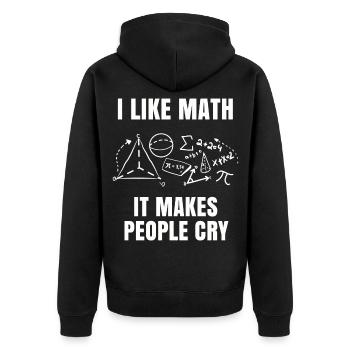 Mathe - Unisex Premium Bio Zip Hoodie - Schwarz - Hinten - Nico (187cm)