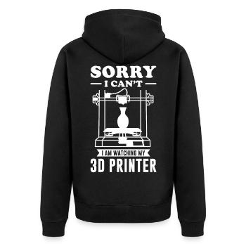 3D-Drucker Druckmaschine Technik Technologie Hobby - Unisex Premium Bio Zip Hoodie - Schwarz - Hinten - Nico (187cm)