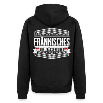 Franken Fränkisch Franke - Unisex Premium Bio Zip Hoodie - Schwarz - Hinten - Nico (187cm)