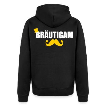 Bräutigam - Unisex Premium Bio Zip Hoodie - Schwarz - Hinten - Nico (187cm)