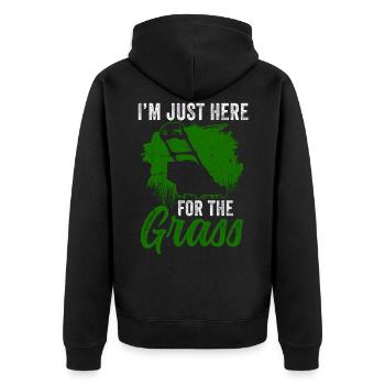 I'm just here for the grass mowing lawn grass - Unisex Premium Organic Zip Hoodie - black - Back - Nico (187cm)