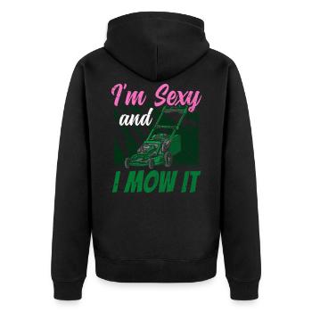 Lawn Mowing Lawn Lawn Mower Grass - Unisex Premium Organic Zip Hoodie - black - Back - Nico (187cm)