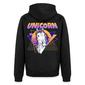 Unicorn Vaporwave Aesthetic Retro - Unisex Premium Organic Zip Hoodie - black - Back - Nico (187cm)