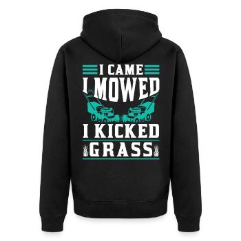 Lawn Mowing Lawn Lawn Mower Grass - Unisex Premium Organic Zip Hoodie - black - Back - Nico (187cm)