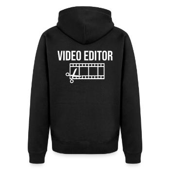 Video Editor Edit Filmeditor Film - Unisex Premium Bio Zip Hoodie - Schwarz - Hinten - Nico (187cm)
