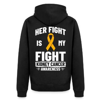 Nierenkrebs Orange Ribbon Awareness Krebs Chemo - Unisex Premium Bio Zip Hoodie - Schwarz - Hinten - Nico (187cm)