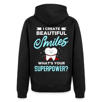 Zahnarzt Geschenk Zahn Dentist Dental Doktor Zähne - Unisex Premium Bio Zip Hoodie - Schwarz - Hinten - Nico (187cm)