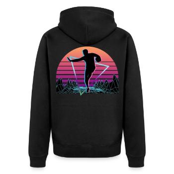 Joueur de rugby Vaporwave Esthétique Rétro - Veste à capuche bio Premium Unisexe - noir - Dos - Nico (187cm)