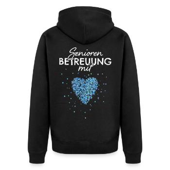 Senioren Betreuung Mit Herz Betreuerin - Unisex Premium Bio Zip Hoodie - Schwarz - Hinten - Nico (187cm)