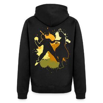 Boogie Woogie Tänzer Tanzen Swing - Unisex Premium Bio Zip Hoodie - Schwarz - Hinten - Nico (187cm)