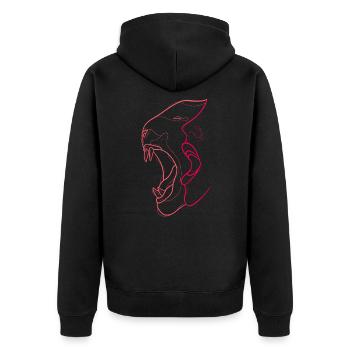 Doppelgesicht in einer Linie - Mensch & Tier - Unisex Premium Bio Zip Hoodie - Schwarz - Hinten - Nico (187cm)