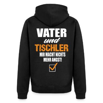 Vater und Tischler - Unisex Premium Bio Zip Hoodie - Schwarz - Hinten - Nico (187cm)
