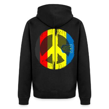 Germany Ukraine Flag Peace Sign - Unisex Premium Bio Zip Hoodie - Schwarz - Hinten - Nico (187cm)