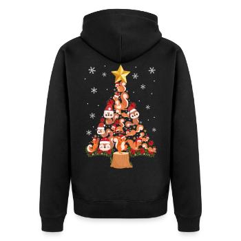 Squirrel Acorn Christmas Tree - Unisex Premium Bio Zip Hoodie - Schwarz - Hinten - Nico (187cm)