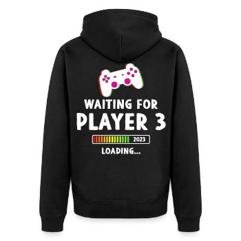 Waiting For Player 3 - Unisex Premium Bio Zip Hoodie - Schwarz - Hinten - Nico (187cm)