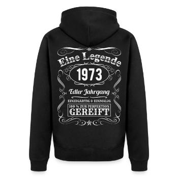 Legende 1973 Geburtstag Geburtsjahr 1973 Männer - Unisex Premium Bio Zip Hoodie - Schwarz - Hinten - Nico (187cm)