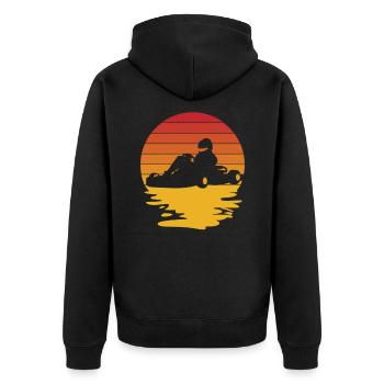 Go Kart Racer – Retro Racing Style - Unisex Premium Bio Zip Hoodie - Schwarz - Hinten - Nico (187cm)
