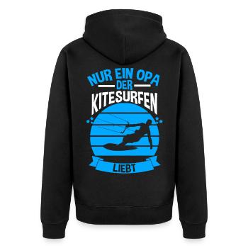 Kitesurfen Opa - Unisex Premium Bio Zip Hoodie - Schwarz - Hinten - Nico (187cm)