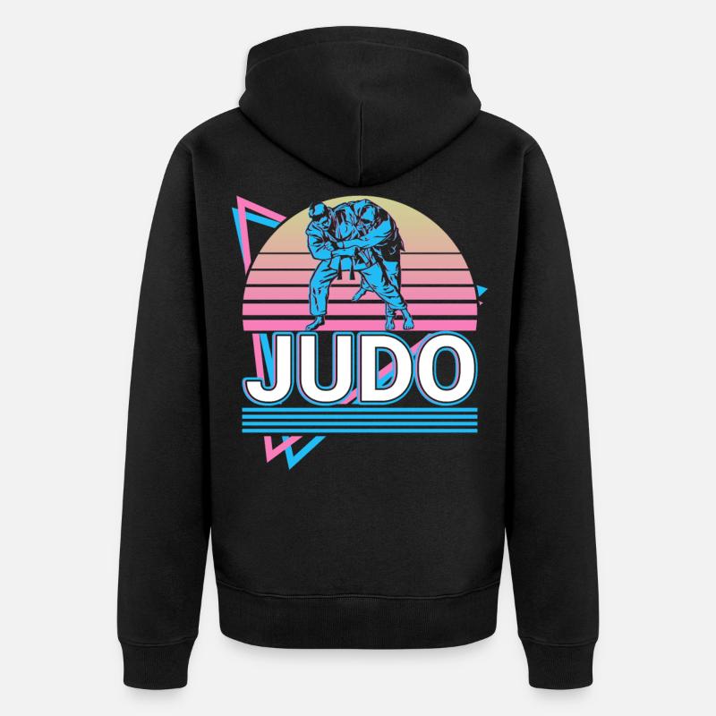 Judo Rétro Cadeau - Veste à capuche bio Premium Unisexe - noir