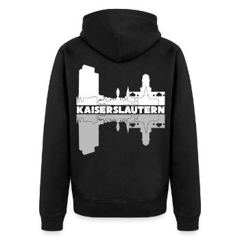 Kaiserslauterer Stadt Kaiserslautern - Unisex Premium Bio Zip Hoodie - Schwarz - Hinten - Nico (187cm)