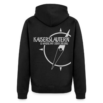Kaiserslauterer Kaiserslautern - Unisex Premium Bio Zip Hoodie - Schwarz - Hinten - Nico (187cm)