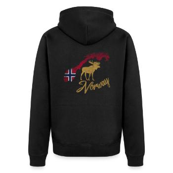 Norway Norwegen - Unisex Premium Bio Zip Hoodie - Schwarz - Hinten - Nico (187cm)