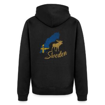 Sweden Schweden - Unisex Premium Bio Zip Hoodie - Schwarz - Hinten - Nico (187cm)