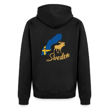 Sweden Schweden - Unisex Premium Bio Zip Hoodie - Schwarz - Hinten - Nico (187cm)