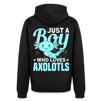 Juste un garçon qui aime Axolotls Kawaii Designvide ga - Veste à capuche bio Premium Unisexe - noir - Dos - Nico (187cm)