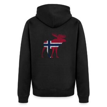 Norway Norwegen Elch - Unisex Premium Bio Zip Hoodie - Schwarz - Hinten - Nico (187cm)