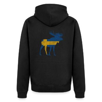 Sweden Schweden Elch - Unisex Premium Bio Zip Hoodie - Schwarz - Hinten - Nico (187cm)