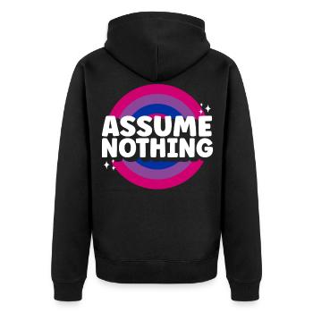 Bisexuel Bi Pride Flag Assume - Veste à capuche bio Premium Unisexe - noir - Dos - Nico (187cm)