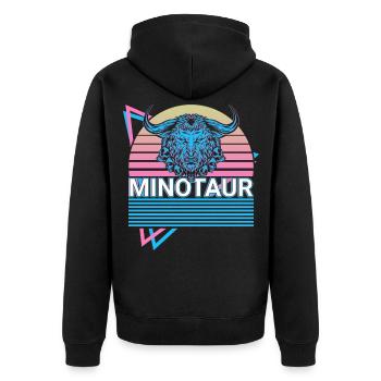 Minotaurus Griechische Mythologie Geschenk - Unisex Premium Bio Zip Hoodie - Schwarz - Hinten - Nico (187cm)