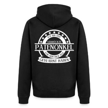 Patenonkel Taufpate verrückter Onkel - Unisex Premium Bio Zip Hoodie - Schwarz - Hinten - Nico (187cm)