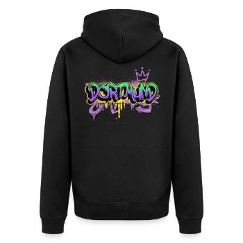 Dortmund Deutschland Stadt Graffiti Spray Sprayer - Unisex Premium Bio Zip Hoodie - Schwarz - Hinten - Nico (187cm)