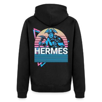 Hermes Greek God of Speed Gesch - Unisex Premium Organic Zip Hoodie - black - Back - Nico (187cm)