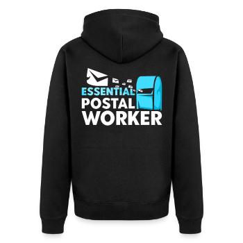 System-relevant postman Postman Delivery man - Unisex Premium Organic Zip Hoodie - black - Back - Nico (187cm)